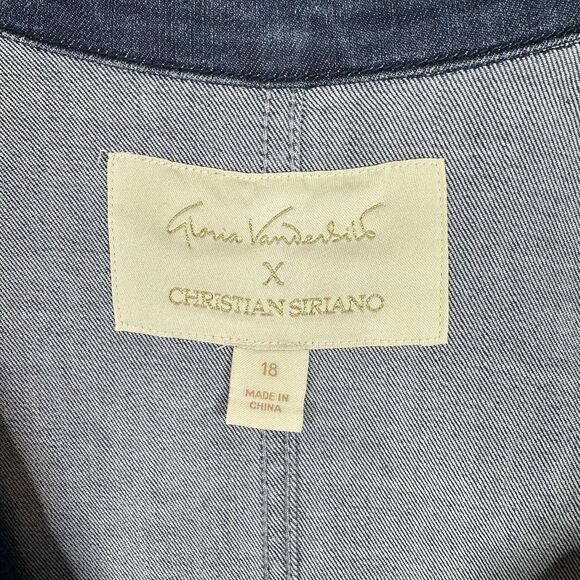 Gloria Vanderbilt X Siriano Collab Denim Blazer Patchwork Jean Jacket Blue Sz 18 - Picture 4 of 12
